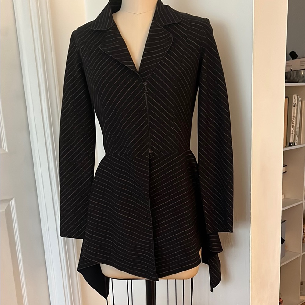 M2057 by Maria Pinto “Mila”. Elegant Black Pinstripe Women's Jacket